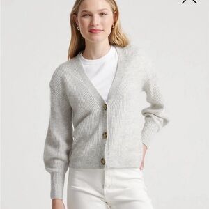 Quince Gray Alpaca Blend Cardigan Size Medium